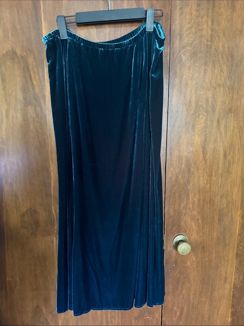 Eileen Fisher Skirt Deep Emerald Green Silk Rayon L Velvet Fits Large Witchy - Picture 2 of 5